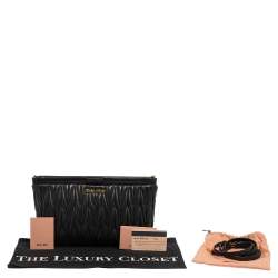Pre Owned Miu Miu Black Matelassé Leather Frame Clutch Bag