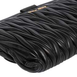 Pre Owned Miu Miu Black Matelassé Leather Frame Clutch Bag