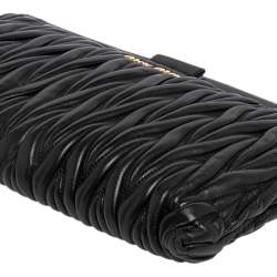 Pre Owned Miu Miu Black Matelassé Leather Frame Clutch Bag