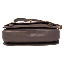 Miu Miu Grey Leather East West Pattina Cervo Messenger Bag