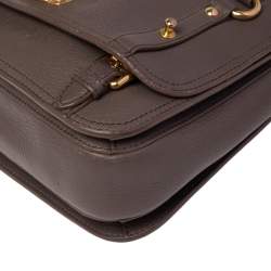 Miu Miu Grey Leather East West Pattina Cervo Messenger Bag