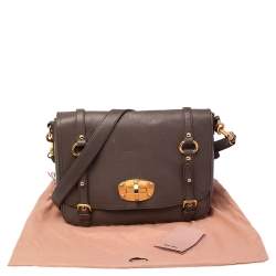 Miu Miu Grey Leather East West Pattina Cervo Messenger Bag