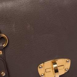 Miu Miu Grey Leather East West Pattina Cervo Messenger Bag
