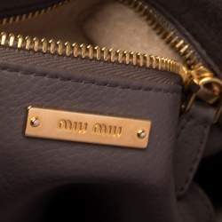 Miu Miu Grey Leather East West Pattina Cervo Messenger Bag