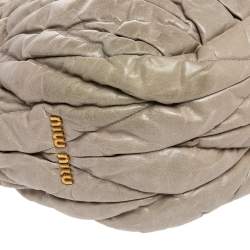 Miu Miu Beige Matelassé Leather Aperto Tote