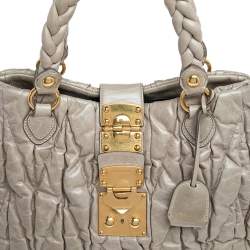 Miu Miu Beige Matelassé Leather Aperto Tote