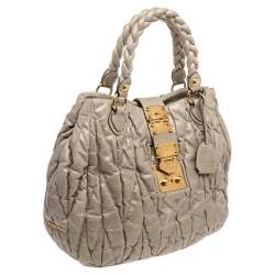 Miu Miu Beige Matelassé Leather Aperto Tote