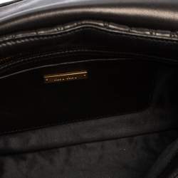 Pre Owned Miu Miu Black Metalasse Leather Zipper Flap Shoulder Bag