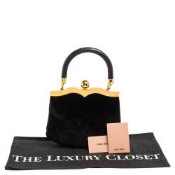 مملوكة مسبقًا Miu Miu Black Velvet Frame Clutch Top Handle Bag