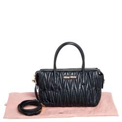 Pre Owned Miu Miu Black Matelassé Leather Small Convertible Satchel