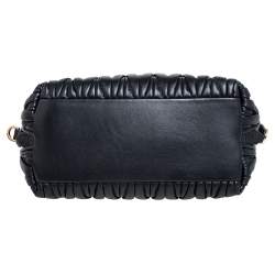 Pre Owned Miu Miu Black Matelassé Leather Small Convertible Satchel