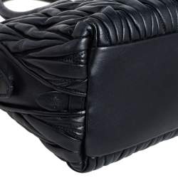 Pre Owned Miu Miu Black Matelassé Leather Small Convertible Satchel