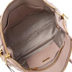Pre Owned Miu Miu Beige Matelassé Leather Zip Satchel 