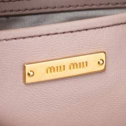 Pre Owned Miu Miu Beige Matelassé Leather Zip Satchel 