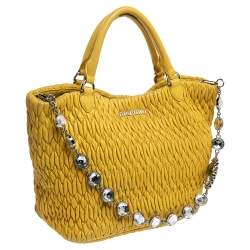 Pre Owned حقيبة يد توتس ميو ميو جلد ماتيلاس أصفر