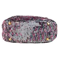 Pre Owned Miu Miu Multicolor Paillette Sequins Turnlock Top Handle Bag