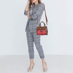 مملوكة مسبقًا حقيبة ميو ميو جلد ماتيلاس بني/أحمر مرجاني بيد علوية