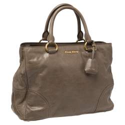Miu Miu Beige Vitello Shine Leather Tote