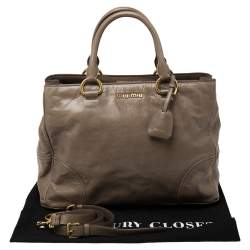 Miu Miu Beige Vitello Shine Leather Tote