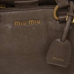 Miu Miu Beige Vitello Shine Leather Tote