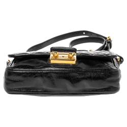 Pre Owned Miu Miu Black Vitello ShineTrapu Leather Flap Crossbody Bag