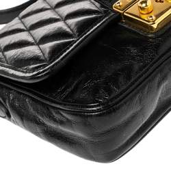 Pre Owned Miu Miu Black Vitello ShineTrapu Leather Flap Crossbody Bag