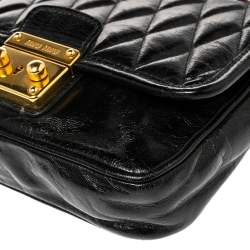 Pre Owned Miu Miu Black Vitello ShineTrapu Leather Flap Crossbody Bag