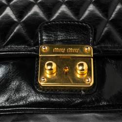 Pre Owned Miu Miu Black Vitello ShineTrapu Leather Flap Crossbody Bag