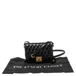 Pre Owned Miu Miu Black Vitello ShineTrapu Leather Flap Crossbody Bag