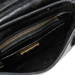 Pre Owned Miu Miu Black Vitello ShineTrapu Leather Flap Crossbody Bag