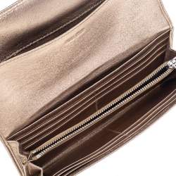 مملوكة مسبقًا Miu Miu Metallic Gold/Grey Leather Bow Continental Wallet