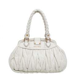 Pre Owned حقيبة ساتشل ميو ميو كوفير إطار جلد ماتيلاس أوف وايت 