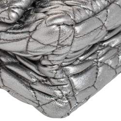 Pre Owned Miu Miu Silver Matelassé Nappa Leather Crystal Shoulder Bag
