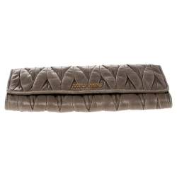 Miu Miu Grey Matelassé Leather Continental Wallet