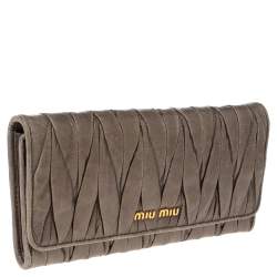 Miu Miu Grey Matelassé Leather Continental Wallet