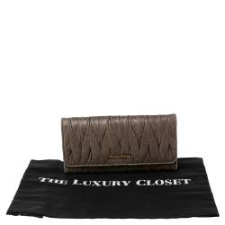 Miu Miu Grey Matelassé Leather Continental Wallet