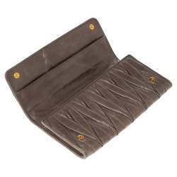 Miu Miu Grey Matelassé Leather Continental Wallet