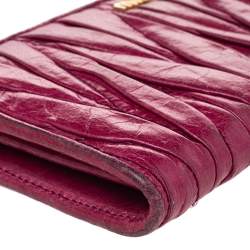 Miu Miu Pink Leather Matelassé Zip Around Wallet