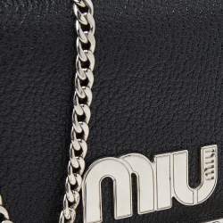 Miu Miu Black Leather Wristlet Wallet on Chain