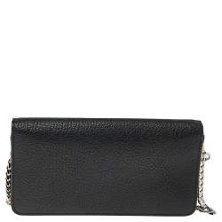 Miu Miu Black Leather Wristlet Wallet on Chain