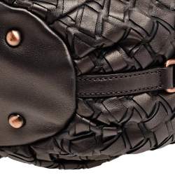 Pre Owned Miu Miu Brown Woven Leather Hobo