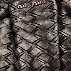 Pre Owned Miu Miu Brown Woven Leather Hobo
