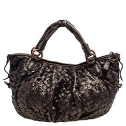 Pre Owned Miu Miu Brown Woven Leather Hobo