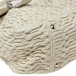 Pre Owned حقيبة ميو ميو جلد نابا ماتيلاس أبيض قفل دوار يد علوية