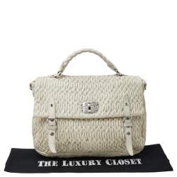 Pre Owned حقيبة ميو ميو جلد نابا ماتيلاس أبيض قفل دوار يد علوية