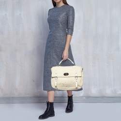 Pre Owned حقيبة ميو ميو جلد نابا ماتيلاس أبيض قفل دوار يد علوية