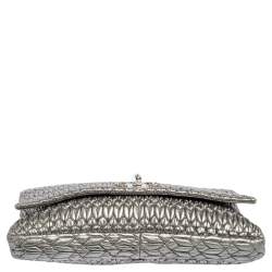 Miu Miu Silver Matelassé Leather Crystal Embellished Shoulder Bag 