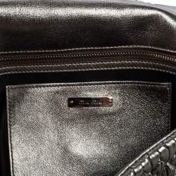 Miu Miu Silver Matelassé Leather Crystal Embellished Shoulder Bag 