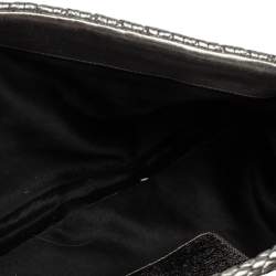Miu Miu Silver Matelassé Leather Crystal Embellished Shoulder Bag 