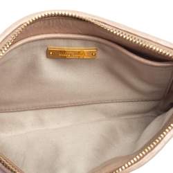 مملوكة مسبقًا Miu Miu Beige Matelasse Lux Leather Zip Wristlet Clutch